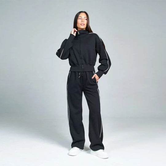 2025 Spring and Autumn Sports and Casual Suits Loose Fashion Striped Sweatshirt Cardigan Trousers Suit Women's Sports Suit