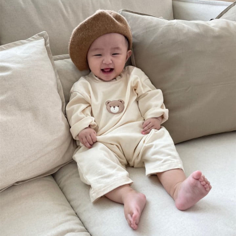 Bebé mono estilo coreano ropa de primavera y otoño oso mameluco bebé otoño ropa bebé vaina manga larga mameluco