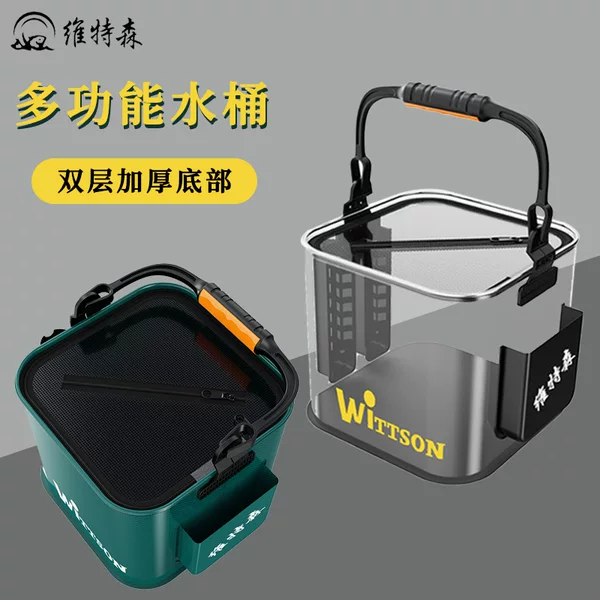 Highly Transparent Water Bucket for Fishing Luya, Foldableable Satchel Fish Protection Bucket, Outdoor Fish Box, Transparent Live Fish Bucket