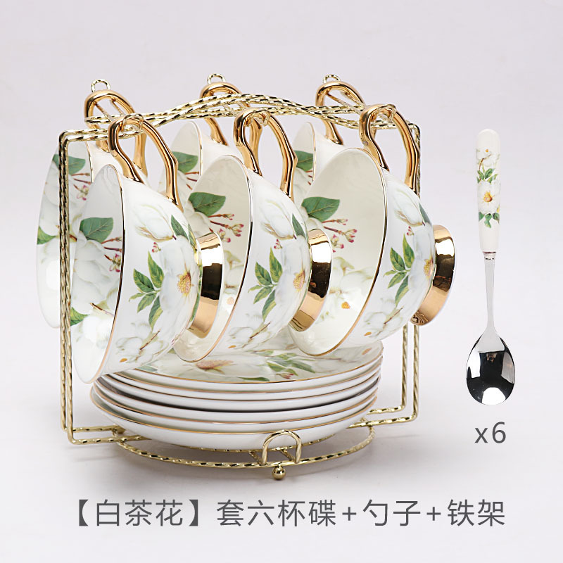 Juego de tazas y platillos de café de porcelana de hueso de estilo europeo exquisito y ligero juego de té de la tarde británico de lujo caja de regalo de alta gama