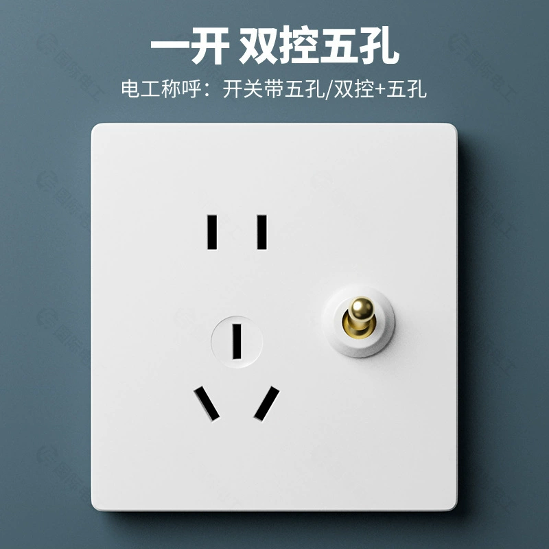 TEP International Electrician Brass Rod Retro White Switch Panel 86 Type Household SIDE 1 Open Three 5 Five Hollow