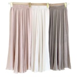 Однотонная атмосферная танцующая длинная юбка, из хлопка и льна, эластичная талия