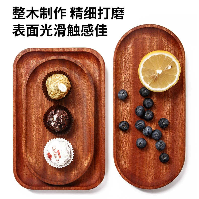  rectangular wooden dinner plate sandalwood for home use with glass