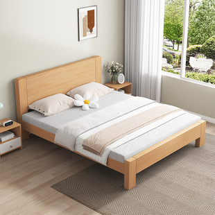 Solid Wood Bed Simple Modern Panel Bed 1.5 Double Bed Economical Type 1.2m Rental Home Single Bed Dropshipping