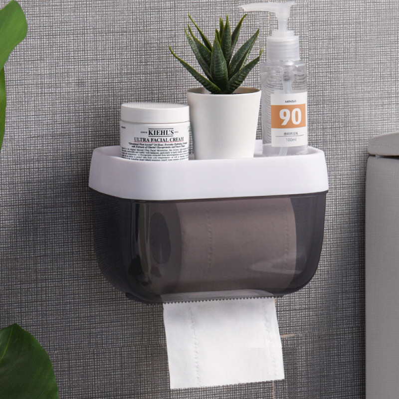Punch-free toilet tissue box waterproof tissue roll box toilet storage bathroom shelf wall-mounted Punch-free toilet tissue box waterproof tissue roll box toilet storage bathroom shelf wall-mounted