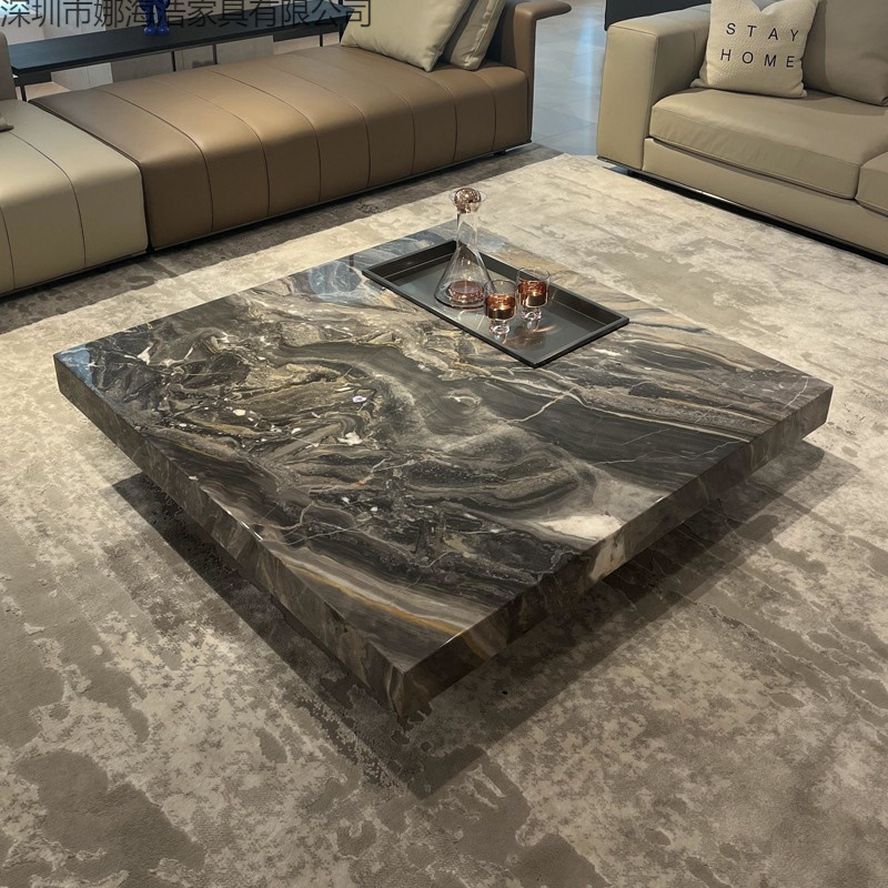 Italian Minimalist Light Luxury Style Slate Coffee Table with a High-End Feel, New Model, Classy and Elegant, Venice Brown, for Living Room, Square Shape Italian Minimalist Light Luxury Style Slate Coffee Table with a High-End Feel, New Model, Classy and Elegant, Venice Brown, for Living Room, Square Shape