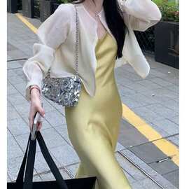 法式天丝防晒衬衫女夏薄纱开衫小坎肩上衣配吊带裙子外搭披肩罩衫