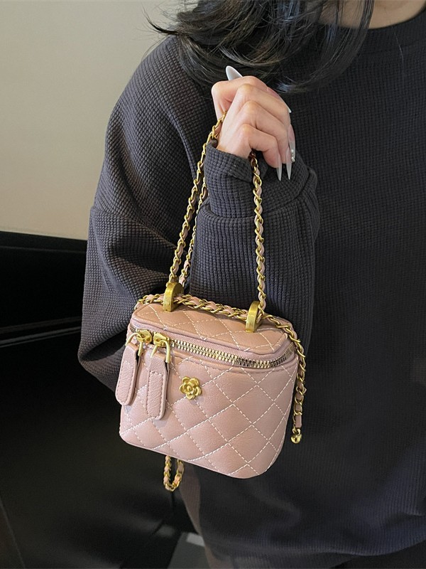 Bolsa de viento de fragancia transfronteriza para mujeres 2025 nueva moda versátil mini bolso cuadrado de alta calidad sensación exquisita cadena mochila