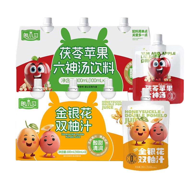 Lang Xiaobei Honeysuckle Double Grapefruit Juice Poria Apple Liangshen Tang Loquat Pear Juice Drink Three-Pack Bagged 5