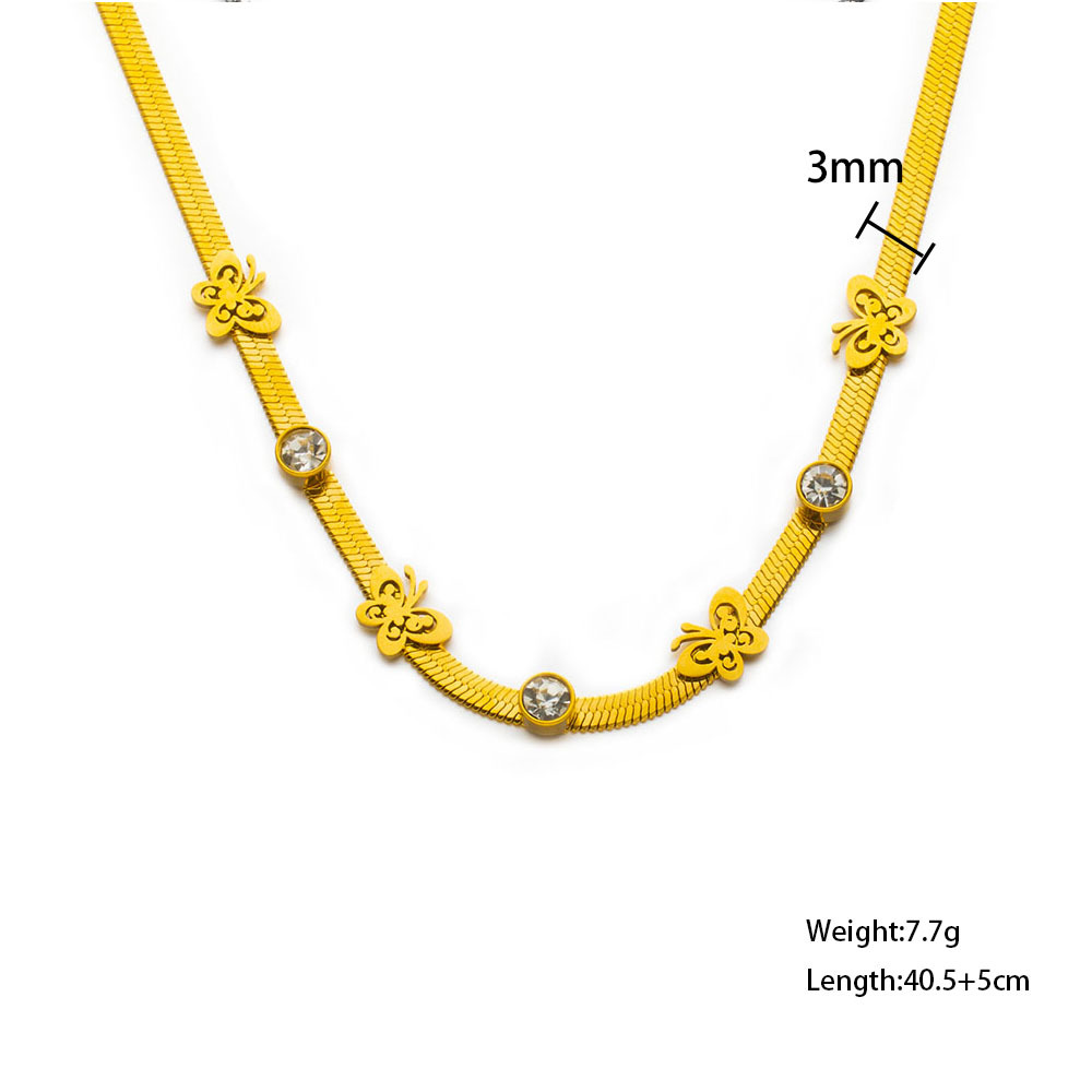 Joyería Al Por Mayor Elegante Mariposa Acero Titanio Enchapado Collar Cadena De Serpiente display picture 1