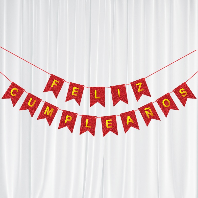 Bandera Láser con Diseño de Puntos en Inglés y Cola de Pez Dorada, Decoración Creativa para Fiestas, Bandera Colgante con Cinta