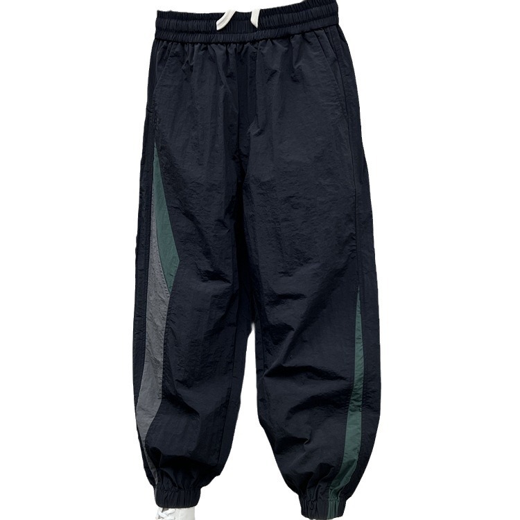 Summer quick drying striped patchwork outdoor leggings for men's trendy loose wide leg casual cropped Harlen pants_voghion.com