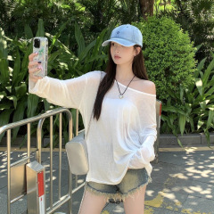 防晒衣服女夏季新款白色罩衫宽松防紫外线冰丝薄款长袖T恤ins上衣