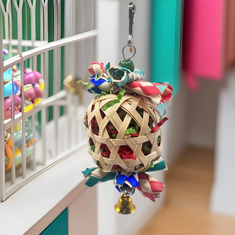 Juguetes de pájaros transfronterizos Juguetes de loro navideño Tubos de papel triturado de colores Suministros de pájaros tejidos Accesorios de decoración de jaulas de pájaros image 4