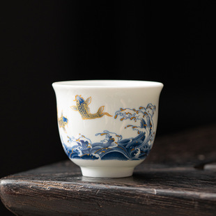Ceramic Tea Cup Chinese Household Tea Cup Kung Fu Tea Set Bell Cup Tea Tasting Cup Personal Tea Cup Porcelain Cup