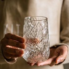 高硼硅透明耐热玻璃大容量竖纹玻璃杯牛奶咖啡单层螺旋纹水滴水杯