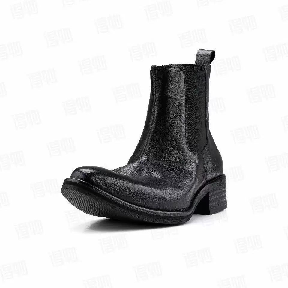 Короткие ботинки юппи из мытой воловьей кожи с острым носком, ботинки «Челси» на толстой подошве, мужские ботинки, ботинки-волшебники