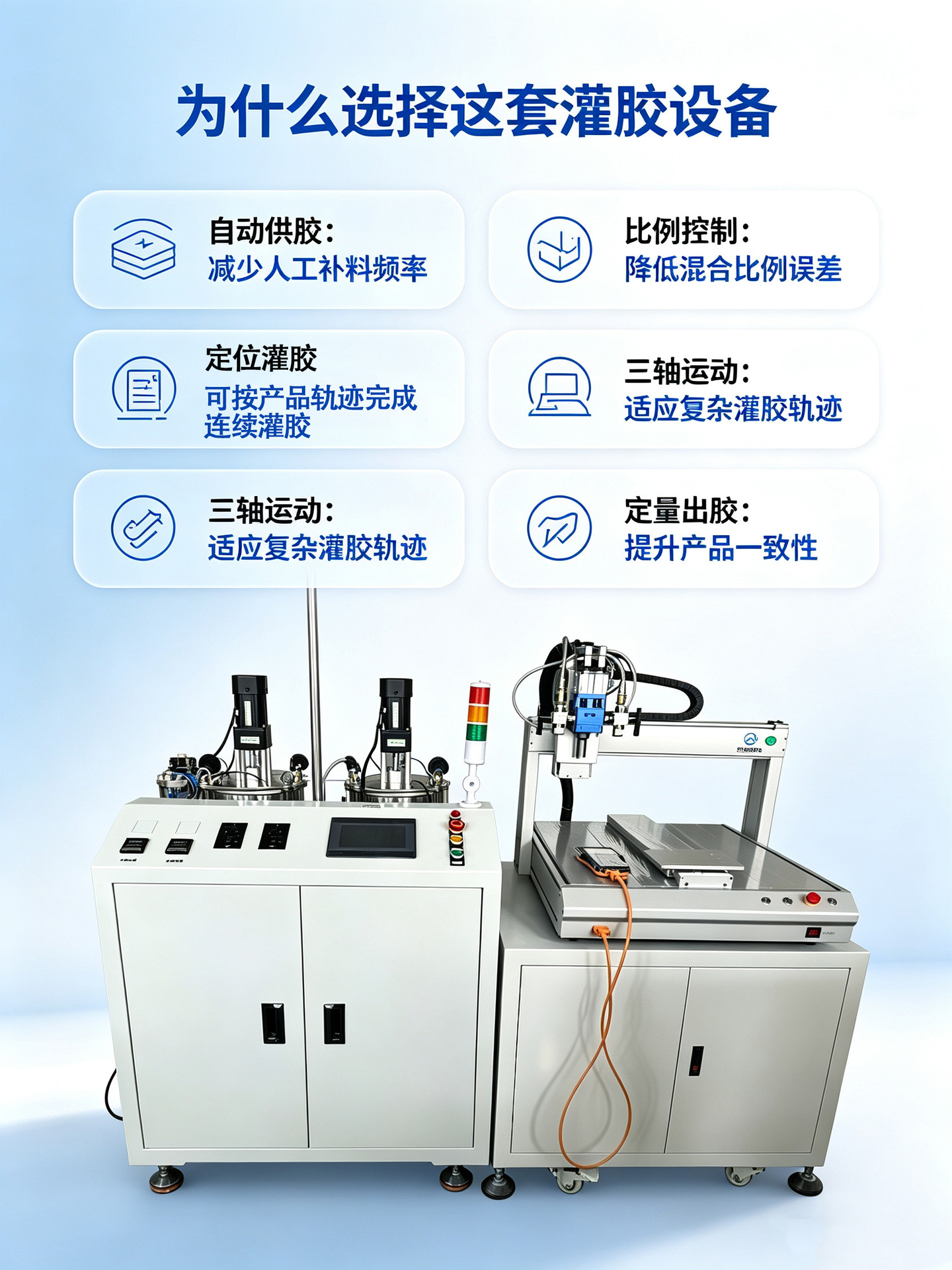 Floor-standing AB glue semi-automatic dispensing machine equipment with precise servo proportioning for waterproof sealing of circuit boards and automatic dispensing
