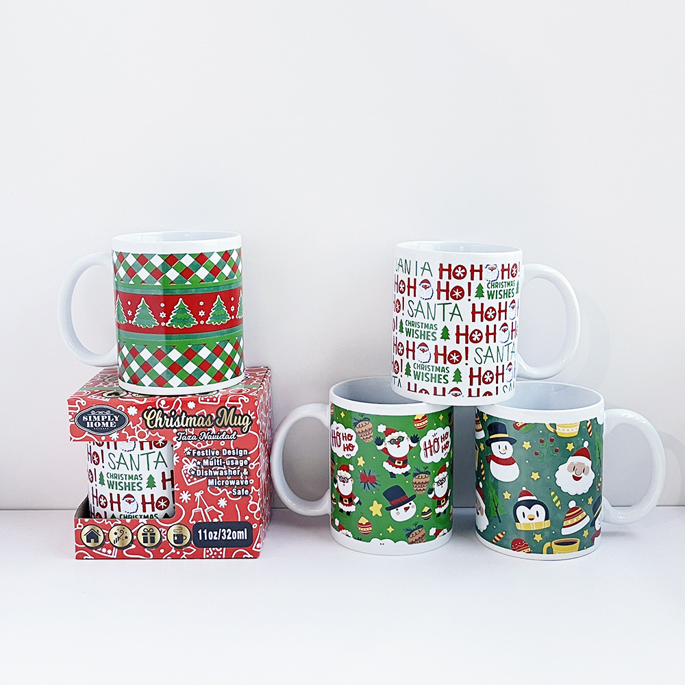 Taza de Cerámica Clásica para Café 11oz de Porcelana, Resistente a Altas Temperaturas para Navidad image 1