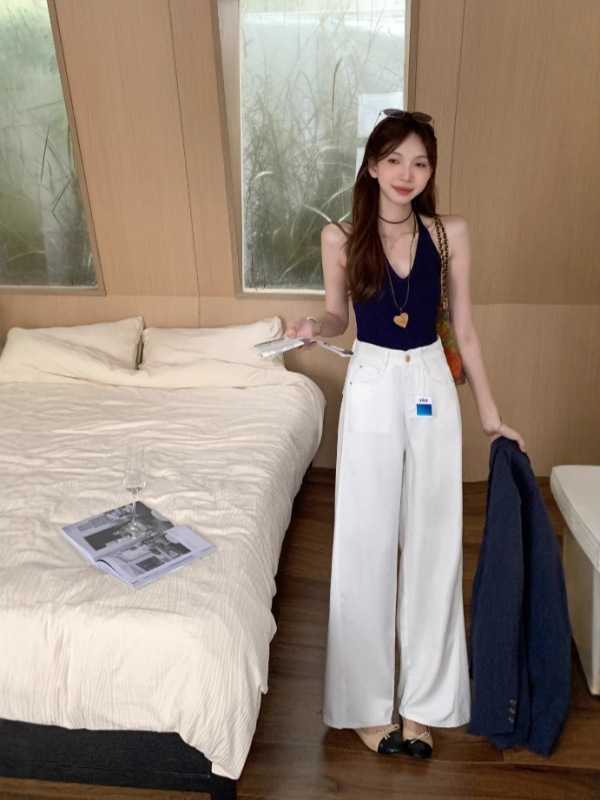 高级感白色牛仔裤女2025夏季新款优雅垂感显瘦直筒裤天丝薄款长裤|undefined