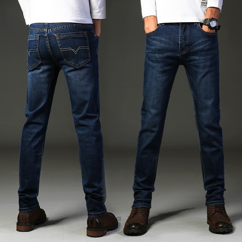 Ventas directas de fábrica de jeans para hombres Versión coreana de pantalones de mezclilla Xintang casuales elásticos de negocios para hombres de talla grande