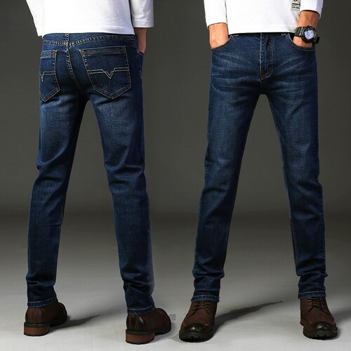 Men's Jeans Direct Sale Factory Wholesale Korean Style Straight Leg Large Size Business Elastic Casual Newtan Denim Pants