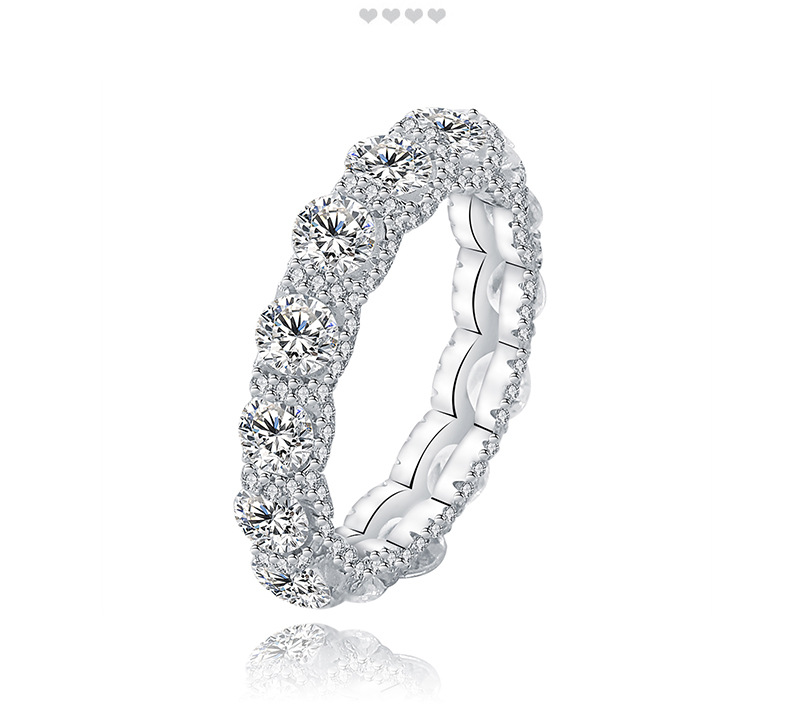 Fashion Round Sterling Silver Plating Artificial Rhinestones Rings