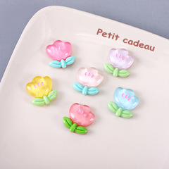 亮面透明花朵樹脂配件手工 發卡DIY奶油膠手機殼貼片飾品配件批發