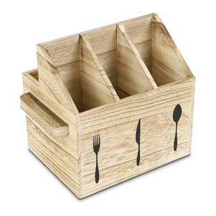 Wooden Cutlery Holder Paulownia Carbonized Kitchen Countertop Cutlery Box Solid Wood Cutlery Storage Box Organizer Box