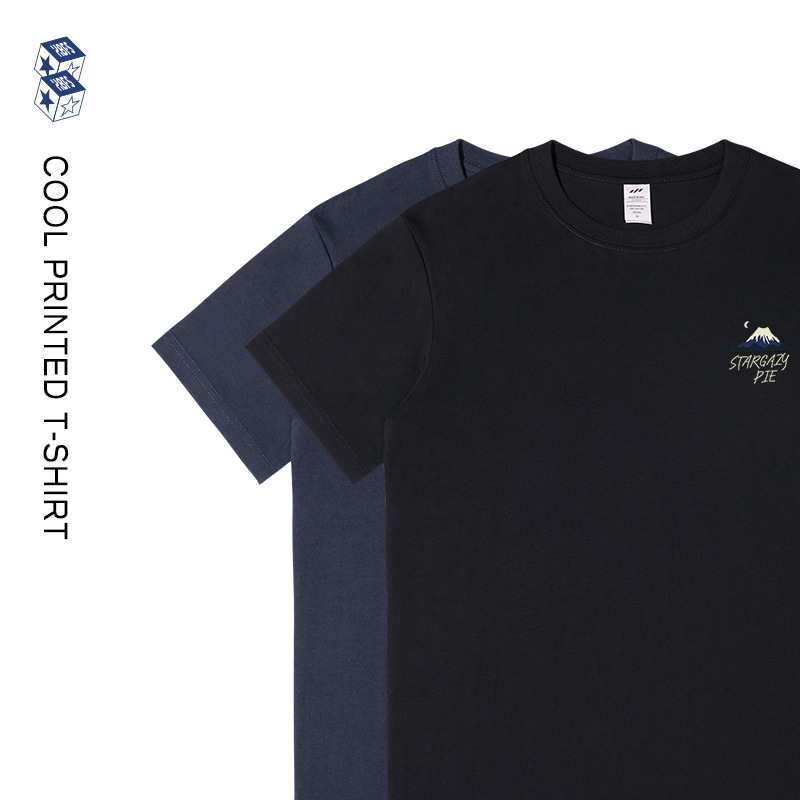 男装夏季潮流星空派简约印花T恤男圆领宽松短袖纯棉休闲上衣女ins