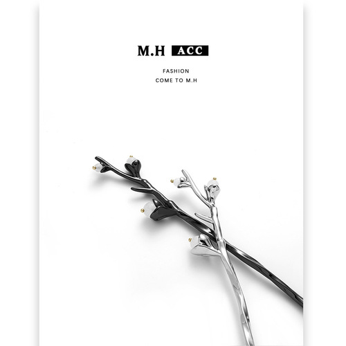 Original Flower Branch Moonlight Opal Hairpin for Women, Niche Design, High-End Elegance, Elegant Hair Accessories, Metal Updo Styler, Trendy Chinese-Style Hair Ornament