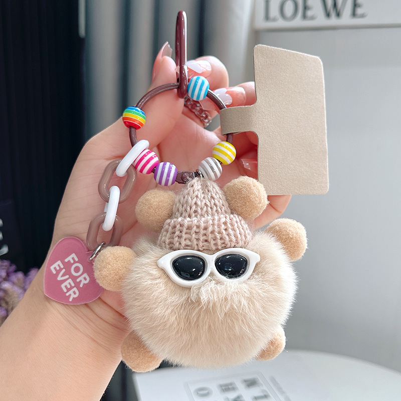 Hermosa bola de carbón coche llavero colgante mujer muñeca de peluche exquisita bolso colgante bolso colgante de alta calidad