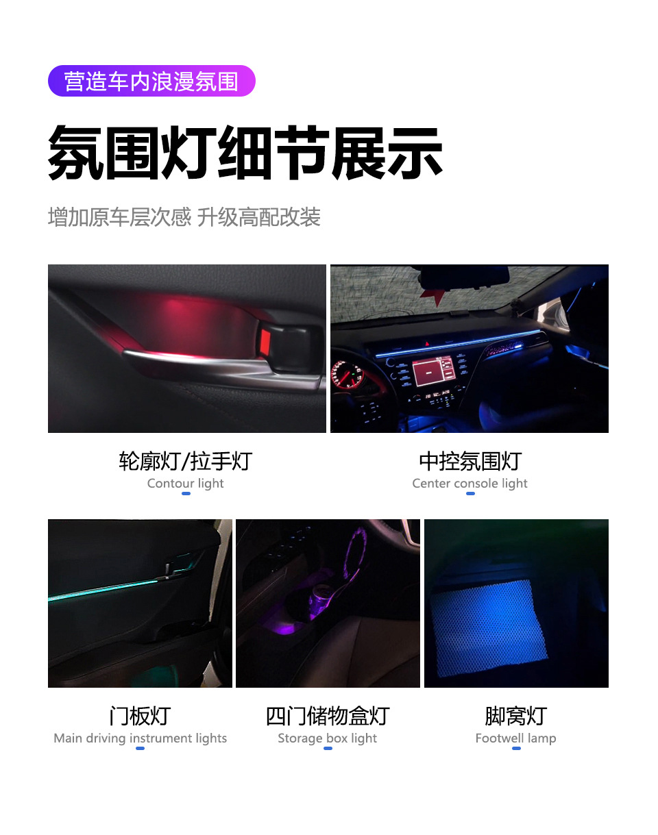 Car Ambient Lighting Is Suitable for Toyota Camry/Highlander/Asian Dragon/Corolla Ambient Light