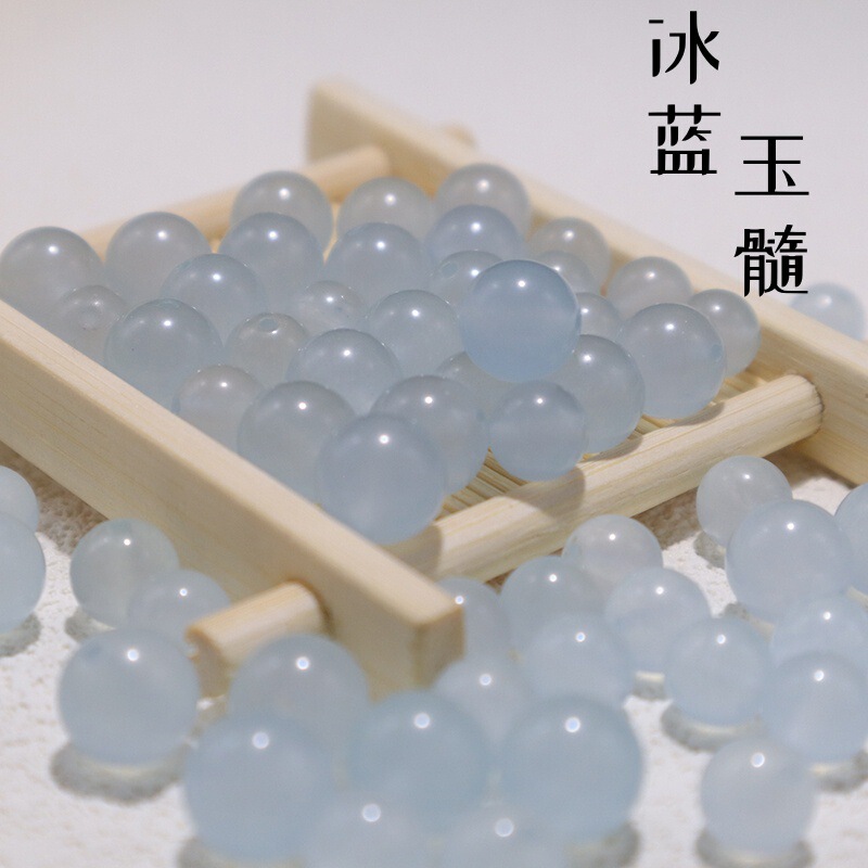 Ice sky blue chalcedony loose beads round beads jade jade with beads diy bracelet necklace sweater chain material wholesale