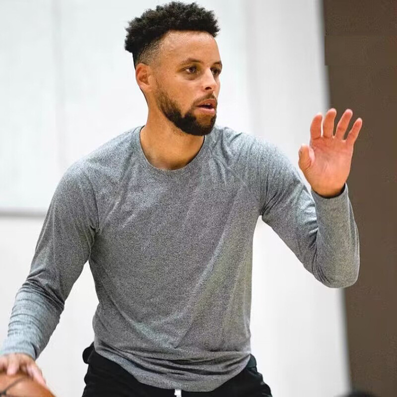 Versatile Basketball Training Clothes American Pure Cotton Fitness Sports Long-Sleeved T-Shirt Running Sweat-Wicking Tops Breathable Shooting Clothes