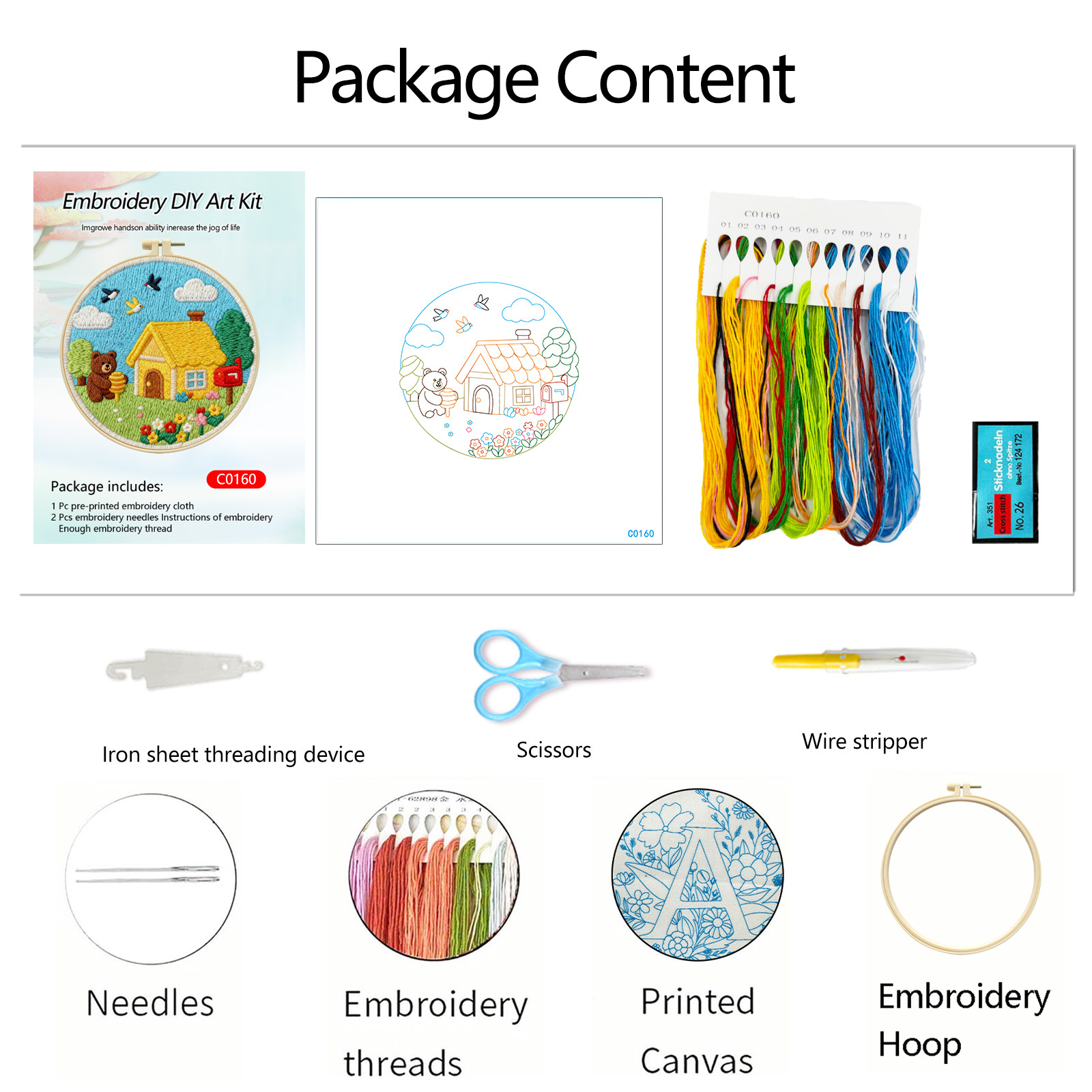 Bordado europeo transfronterizo bordado a mano diy paquete de material paisaje de cuatro estaciones simple DIY Inglés al por mayor