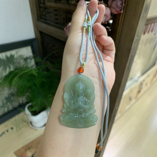 Jin Yu Tang Xinjiang Hotan Jade Thousand-Hands Guanyin Fine Texture Uniform Color Carved Guanyin Face Kindly Beautiful