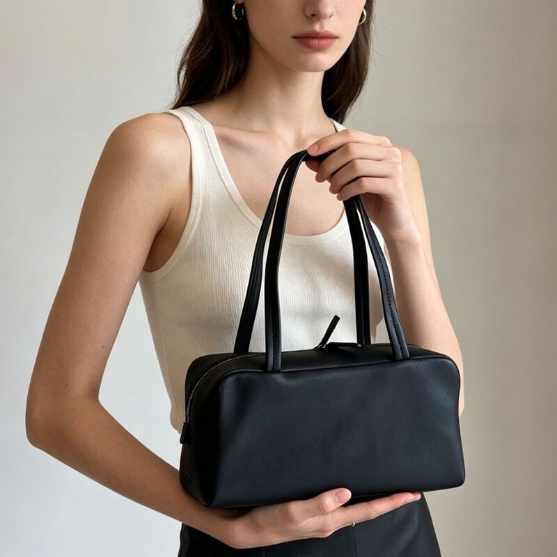 The*Row Small Astra Sheepskin Bowling Bag Jennie's Same Style Minimalist Shoulder Underarm Bag Handbag