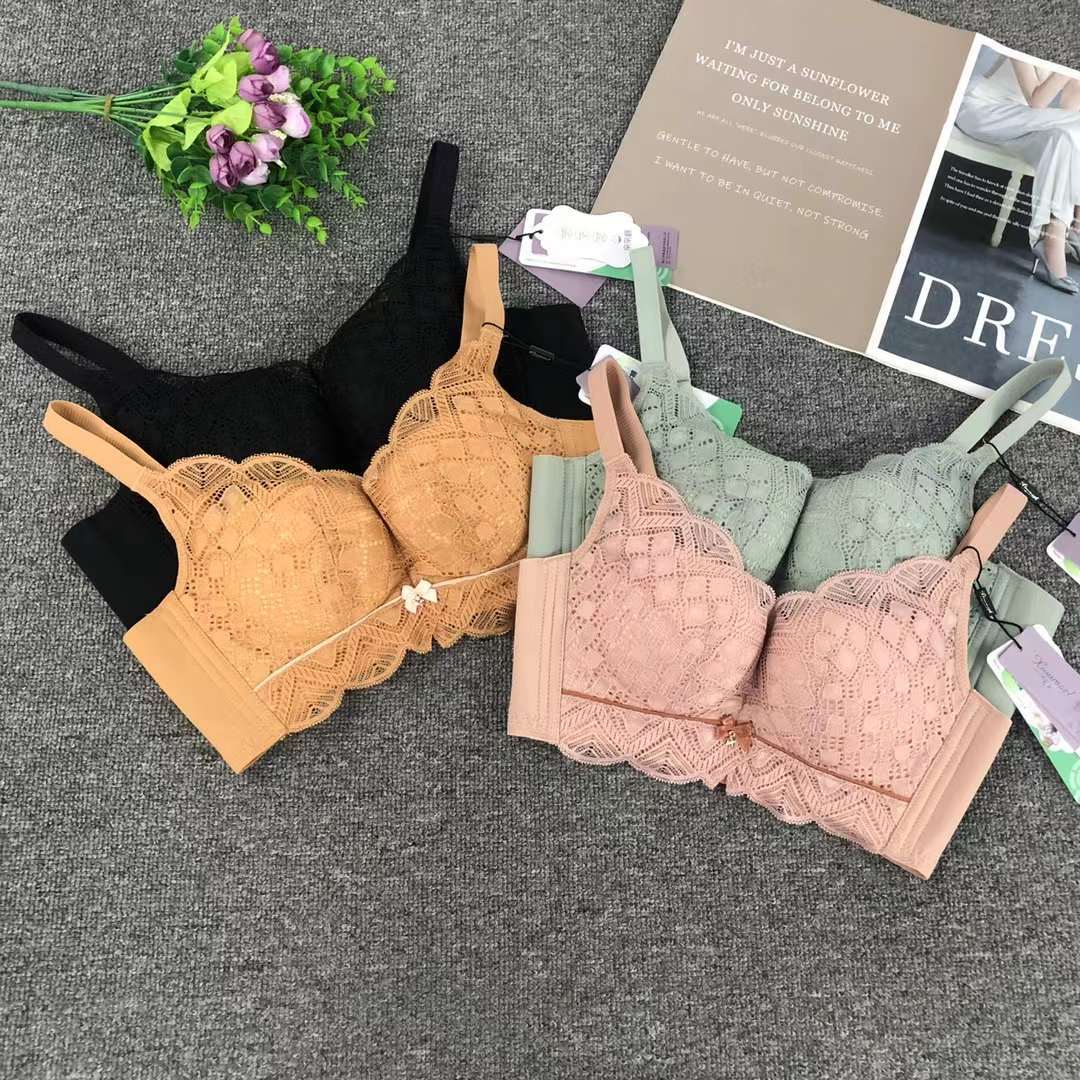 Nuevo sujetador de alta calidad de moda de encaje jacquard transpirable y cómodo ajuste lateral de pecho de cuatro botones ropa interior mujer image 1