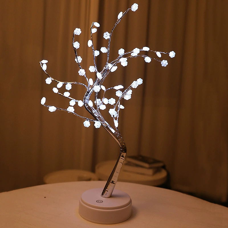 LED-ночник для дерева на столе, декоративная лампа с жемчужными листьями и цветами, тёплый белый, вариации в нескольких цветах