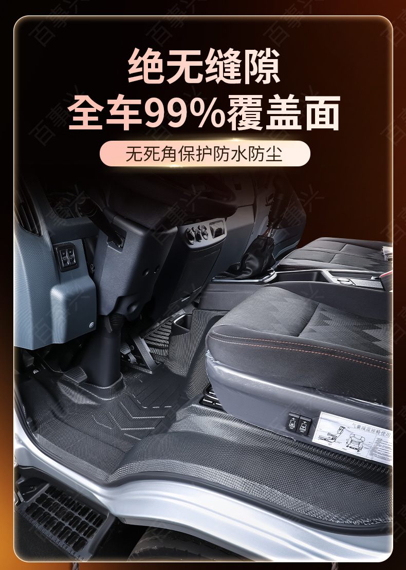 Suitable for Foton Aoling Ctv, Full-Coverage Tpe Floor Mats for Truck Cabs, Complete Set of Modification and Decoration Items