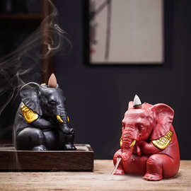 创意大象陶瓷摆件香薰炉家用室内禅意倒流香炉檀香道跨境家居饰品