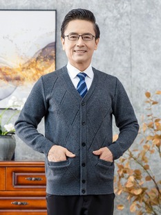 [Factory Outlet] Middle-aged and Elderly Men's Sweater Dad's Autumn and Winter Cardigan Coat V-Neck Grandpa Knitted Top
