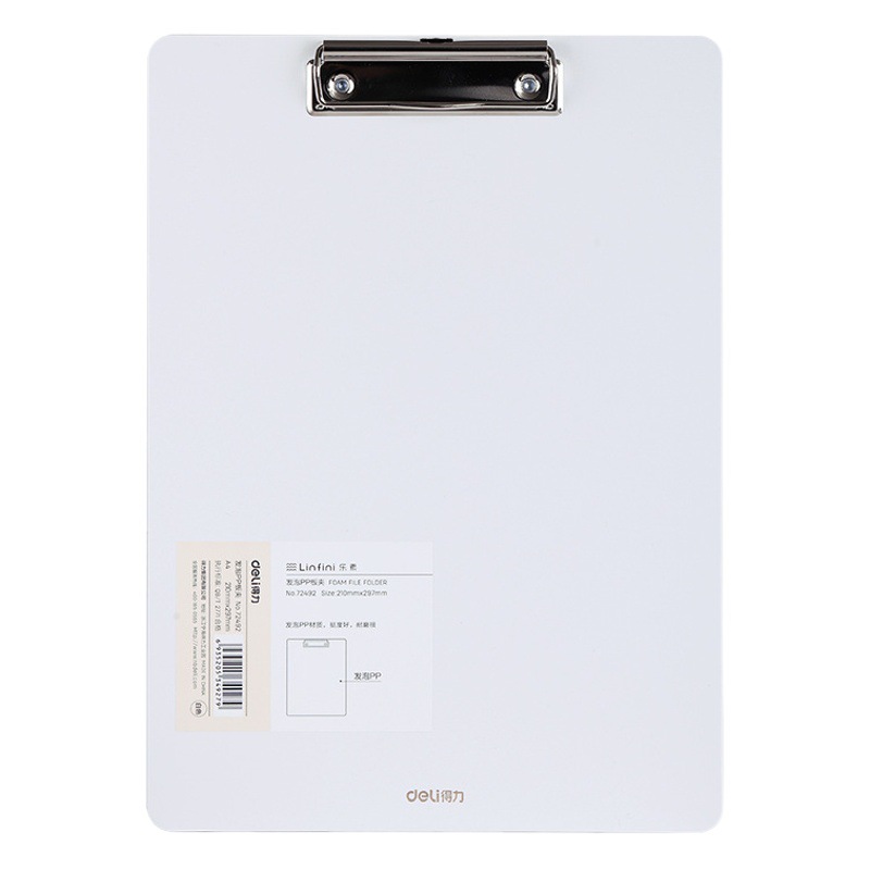 Deli 72492 simple tablero clip A4 carpeta tablero de la tableta del cojín clip menú clip férula de papel