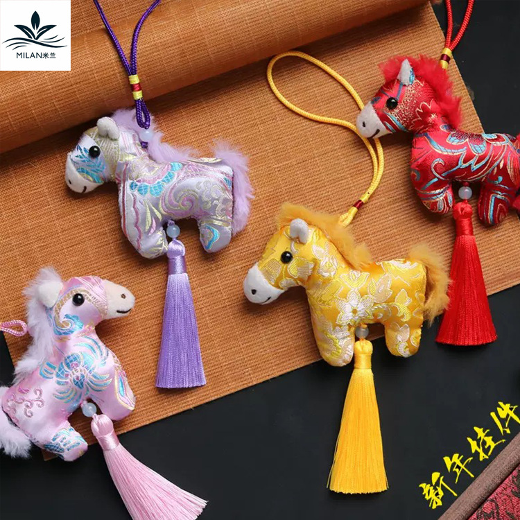 Año del Caballo chino tela bordada trilla bolsa de flores de Año Nuevo decoración de barril de flores de Año Nuevo colgante de maceta colgante bolsa de bendición image 3