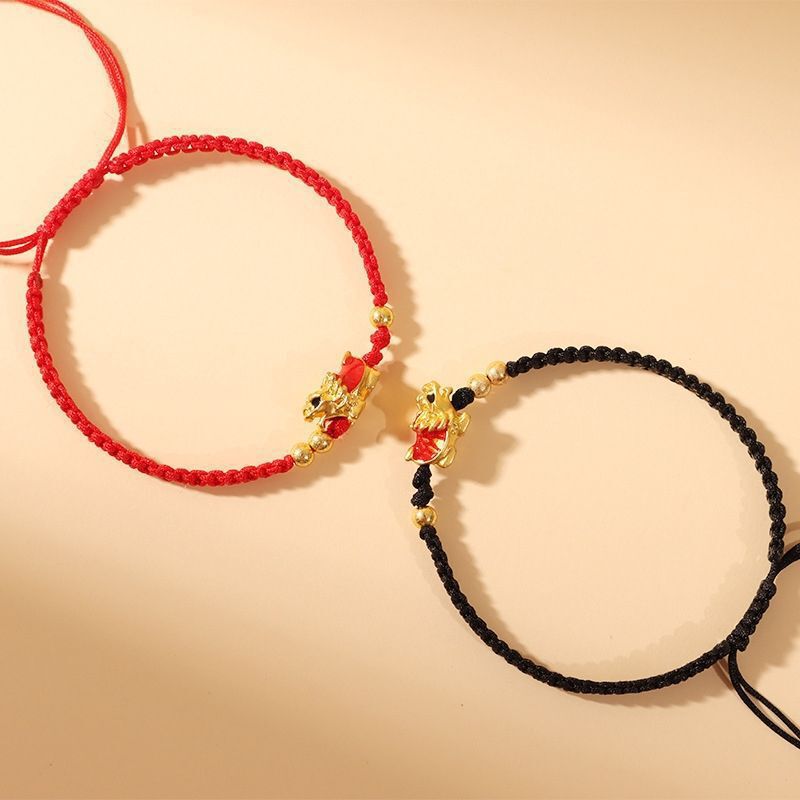 The Year of the Dragon Dragon Turtle Red Rope Woven Bracelet Couple Student Jewelry Hand Rope Retro Fashion All-match Send Friends