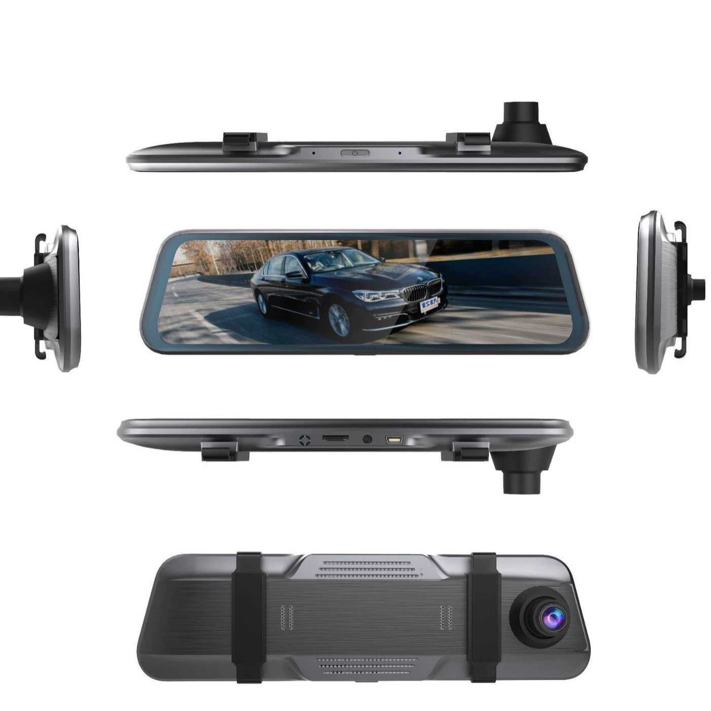 10-Inch 2.5D Screen Full-Screen Streaming Media Dash Cam with Starlight Night Vision, Dual Recording, 1296P Reversing Full-Screen Display