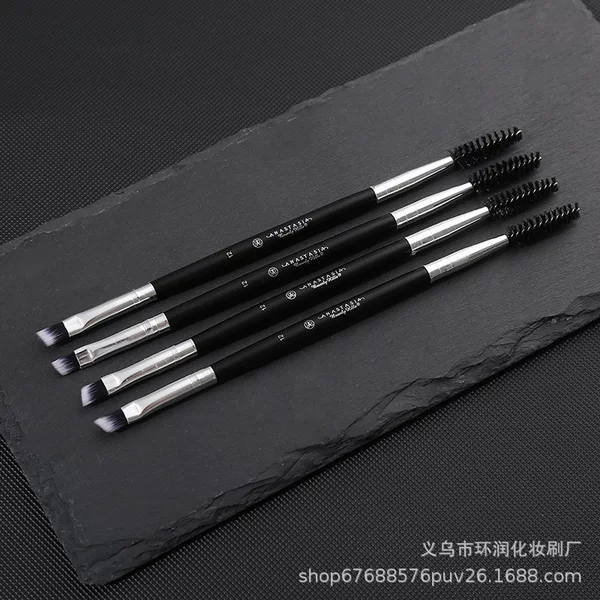 In Stock No. 12 double-headed eyebrow brush eyelash curler spiral brush Bevel inner line eyebrow brush portable beginner makeup brush wholesale