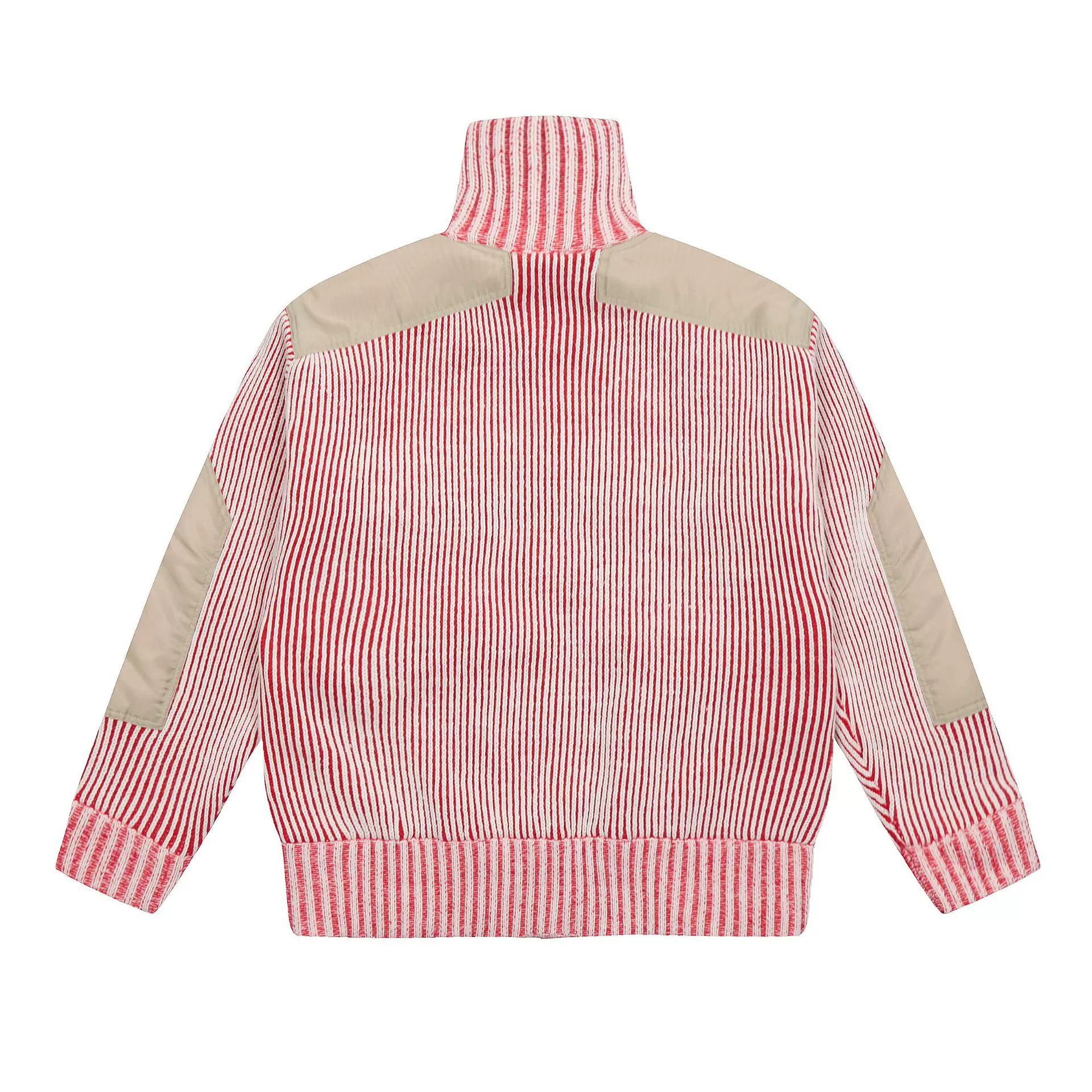 Turtleneck Wool Knitted Sweater Coat (Vivienne), Patchwork Striped, One Size