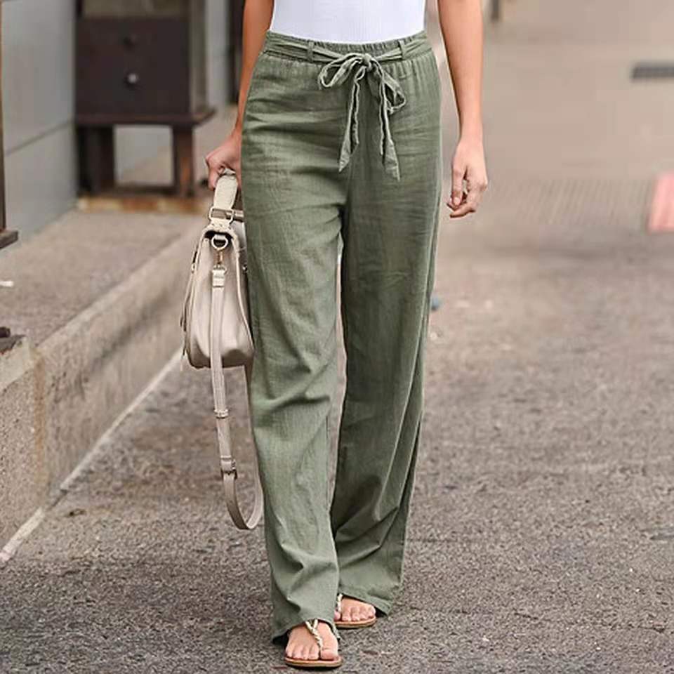 Solid Color Pattern Summer Season Women'S Gender Casual Style Women's Daily Casual Solid Color Full Length Casual Pants